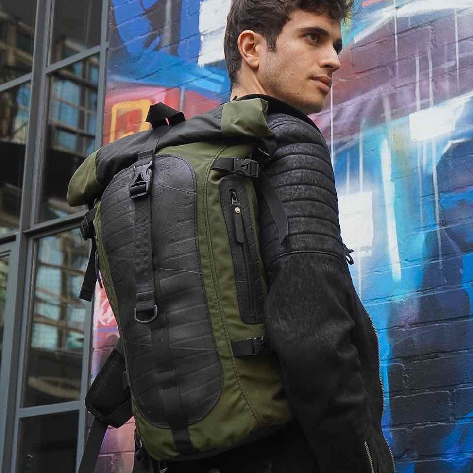 Soldier Water-Resistant Vegan Canvas & Inner Tube Laptop Backpack