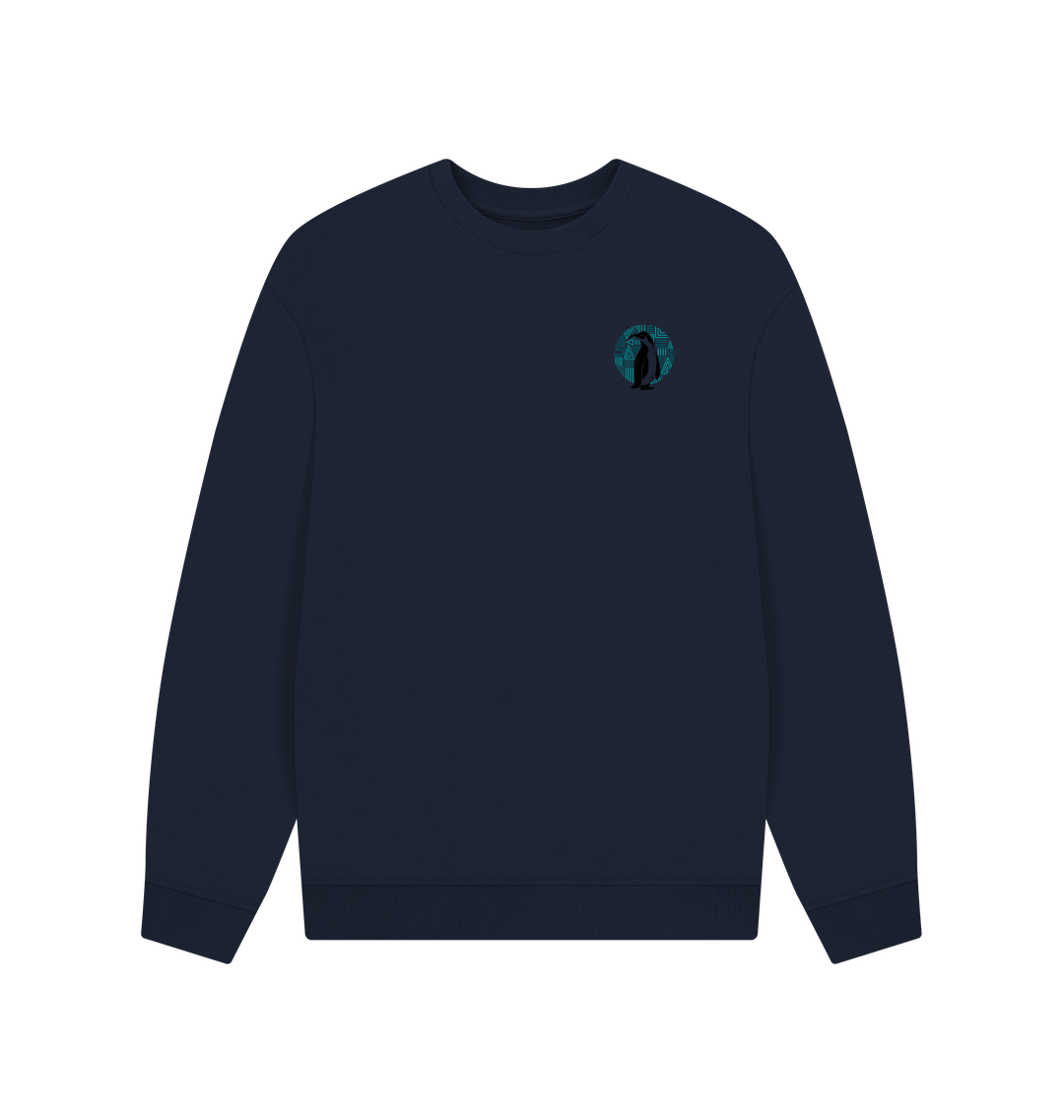 Navy Blue Printed Sweater Front